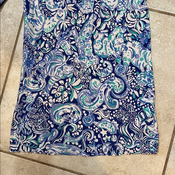 Lilly Pulitzer Sophie Blue Knit Boat Neck Dress L 8/10 Blue Animal Print - Picture 4 of 6